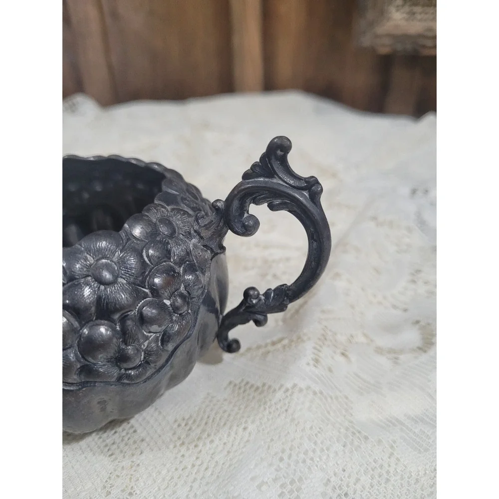Vintage Rogers & Bro Triple Plated Creamer Flower Design
